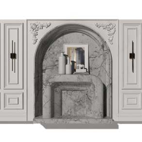 简欧背景墙3D模型下载